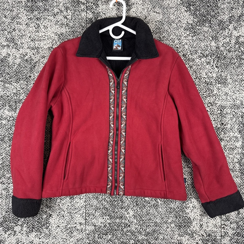 Alf Kuhl Full Zip Bergan Fleece Windproof Jacket Womens Medium Outdoor Red